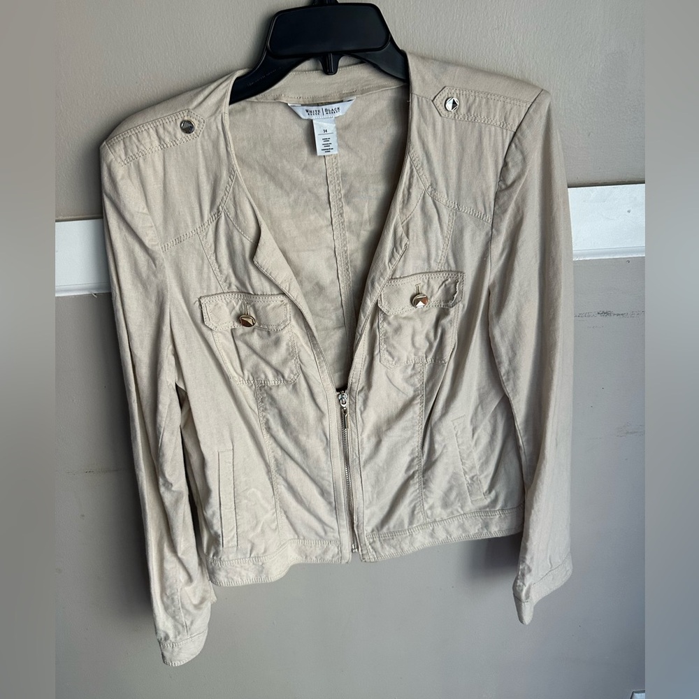 White House Black Market Beige Utility Jacket Size 14